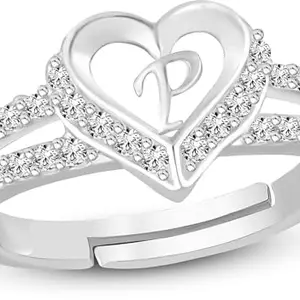 ValentineRingHeartAlphabet'P'PromiseProposeEngagementWeddingAnniversary(RI-352-HeartBoxSilver(P) AlphabetHeartRing)