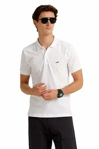 CROCODILE Men Solid Slim Fit Polo T-Shirt | Regular Length | Short Sleeve | Button Placket | Casual Knitted Topwear