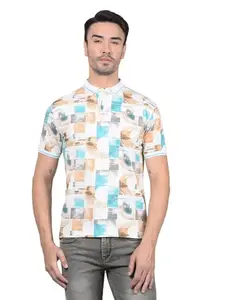 Crimsoune Club Men's Brown Printed Polo Neck T-Shirt (S)