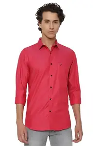 Allen Solly Men's Plain Slim fit Casual Shirt (ASSFQMOPO10771_Red 42)