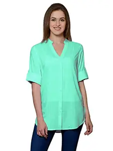 PATRORNA Women's Plus Size Pintuck Shirt (PT6A016_Teal Green_6XL)
