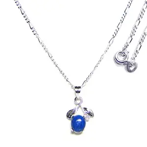 Nature's Crest Lapis Sterling Silver Designer Leaf Pendant Natural Stone Energized & Charged for Reiki Pooja & Crystal Healing (With Original Silver Chain 18")