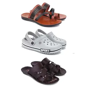 DRACKFOOT Men's Sandals | Lightweight Wear| Stylish & Easy to Wear For Men's GR-SAN-(3-COMBO)-3151-3016-3125-7
