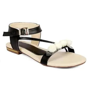 Global Rich Black Fashion Sandals - 8 UK (41 EU) (633black8)