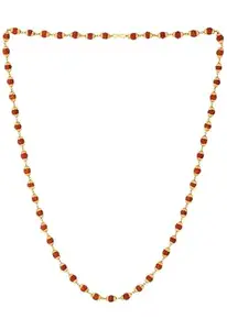 V FASHION JEWELLERY Brown Shiv Shakti Kavach Exclusive 5 Mukhi Rudraksha Mala Necklace for Men and Women Brass, Wood Pendant