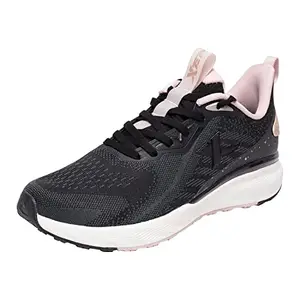 XTEP Women's Dynamic Rebounding Sole Soft Mesh Upper Running Shoes (Black Golden, 3 UK)