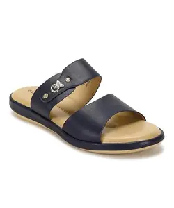 PARAGON RK6026L Women's Sandals | Stylish Slip on Flats with Cushioned Soles | Trendy Lightweight Durable & Comfortable Fashion Slippers for Outdoor Use Navy Blue