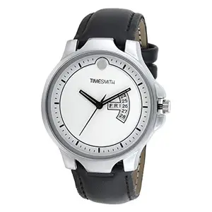 Timesmith White Dial Black Leather Analog Analog Watches for Men Latest Stylish TSC-026heli18