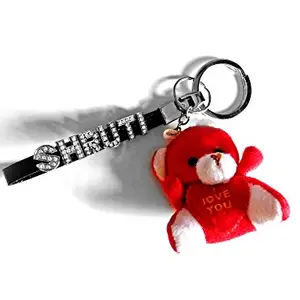 Dreamrax Silver Red Cute Teddy Bear with I Love You Written for Keychain, Bag Tags, School Bag Tags