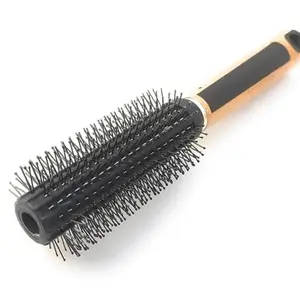 ZAUKY Round Hair Brush, 23 cm Wooden Handle, Nylon Bristles for Styling and Curling