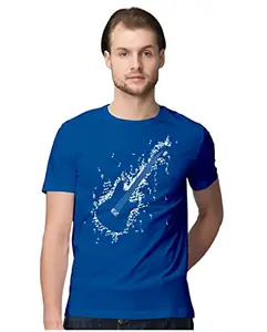 ALLEN BLACK Men's Regular Fit T-Shirt Electric Guitar - Musical Notes 100% Cotton T-Shirt Royal Blue_ELEGTRMSN-Royal Blue 5XL Men Round_