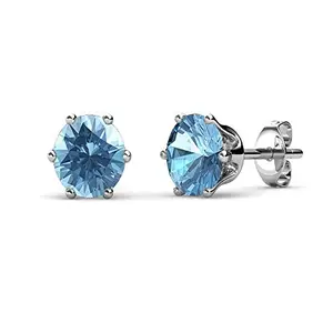 Yellow Chimes Crystal from Swarovski Stud Earrings in Macaroon Box for Women and Girls (Aquamarine)