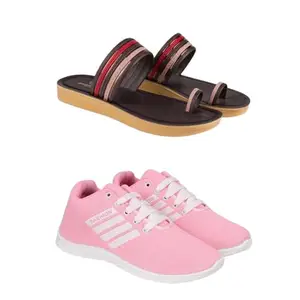 ZENWEAR Extra Soft Classic Casual wear with Flexibility Technology Flip-Flop Combo for Women's/Girl's(6143+1704)(5) Multicolor