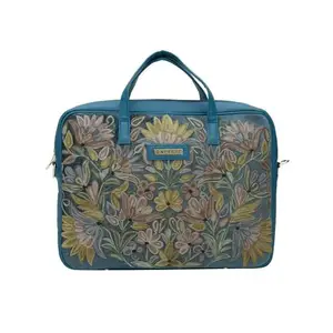 Caprese TRESNA Embroidery Laptop Tote Green Handbag