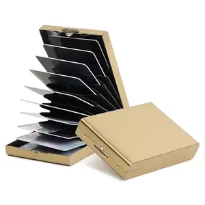 Stealodeal RFID Blocking Long-Lasting Golden Stainless Steel Debit/Credit/ATM 10 Slot Card Holder for Mens & Women
