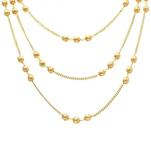 Shining Jewel - By Shivansh Shining Jewel 3 Row Traditional Gold Pearl Mala Necklace Jewellery Set 22K for Women (SJ_2486)