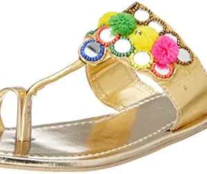misto Women Gold Fashion Slippers-5 UK (38 EU) (VJ1152)