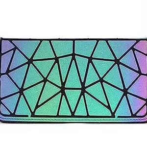 Krystal Geometric Luminous Purses and Handbags for Women Holographic Reflective Bag Wallet Pack of 1 Grey Colour