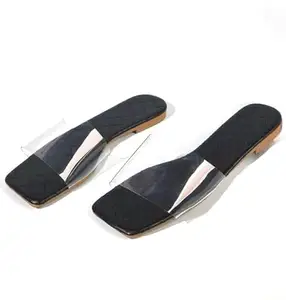 Froh feet stylish back open Flat slide sandal for women and girls, Color-Black I UK SIZE-4