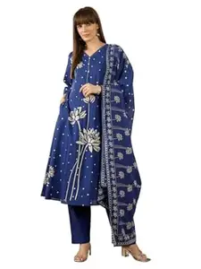 INDO ERA Women Pure Cotton Kurta Set with Dupatta | Festive Suit Set, 11806