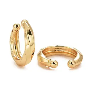 Via Mazzini Fashionable Gold Plated Twisted Clip-On Ear Cuff Earrings For Men And Women (ER2087) 1 Pair