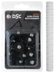 DSC Cricket Shoes Rubber Studs & Spanner for Men Ring Chevron Rubber Cricket Bat Grip (Full, White)