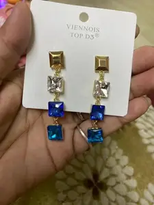 Blue Stone Dangle Long Earrings