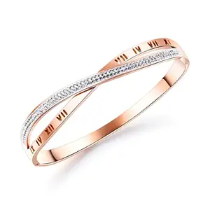 The Bling Box Roman Numeral Stainless Steel Rose Gold Plated Bracelet for Girls and Women