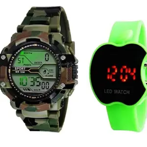 VIN® Combo of Army/Military Print Digital Watch Sports Silicone Army Pettern Strap Featured for Men or Boy Watch - for Men