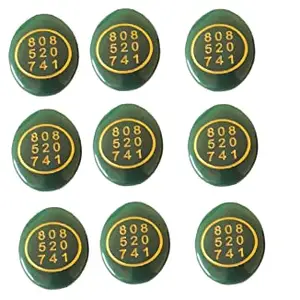 PANAKUMUS 9 Pcs Natural Green Jade Money Switch Zibu Symbol Coin attract Money Cash Flow and Wealth. Angle Number & Zibu Symbol of Abundance. Natural Cabochon Oval Shape Feng Shui Money Coin Both Side (9)