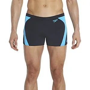 Speedo Male Swimwear Graphic Splice Aquashort (8901326538371_8096678966 30 Black/Japan Blue)
