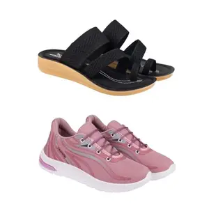 SPORTER Extra Soft Classic Casual wear with Flexibility Technology Heel Combo for Women's/Girl's(6140+2022)(6) Multicolor