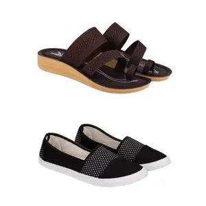 ZENWEAR Extra Soft Classic Casual wear with Flexibility Technology Sandal Combo for Women's/Girl's(6141+1680)(4) Multicolor