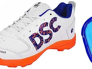 DSC Beamer Cricket Shoes Size for Men (7 UK, Fluro Orange-White) Attitude Cricket Abdominal Guard Men, Multicolor