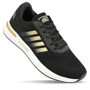 WALKAROO Gents Black Gold Sports Shoe (WS9075) 9 UK