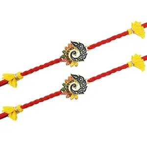 Partunay Set Of 2 Multi Peacock Rakhi Set For Brother Bhaiya Bhai Rakhi Gift For Brother