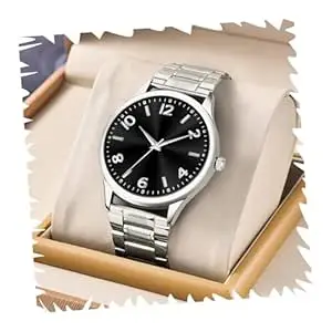 Acnos Fashion Analog Watch Black Blue Green Dial Case Men's Watch Stainless Steel Silver Color Band Quartz Movement Scratch-Resistant