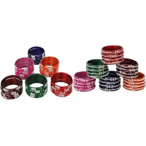 Somil Combo Bangles Set For Women & Girls | Multi-Color Chudi | Wedding, Festival, Daily & Occasion Use, Pack Of 48, Multicolor -A305