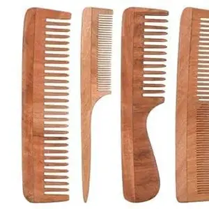 Nipun Overseas Neem Wood Comb For Hair Growth Neem Wood Comb Wide Combo Of 4 Hair Styling Comb Wooden Comb For Men And Women Woodne comb for Healthy Hairs