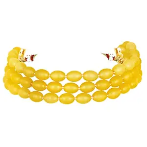 Peora Traditional Gold Plated Yellow Beads Choker Necklace Stylish Fashion Jewellery for Women & Girls