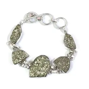 ASTROGHAR Pyrite Raw Cluster Uncut Crystals Uneven Shaped Adjustable Bracelet