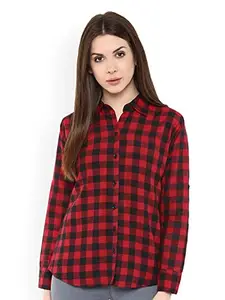 Vastraa Fusion Men's & Women's Cotton Box Checkered Slim Fit Casual Shirt Full Sleeve Shirt for Formal & Casual Wear for Couples and Husband Wifes (Shirt to be purchase individual according to size)