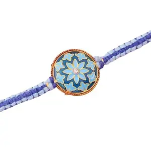 Floweraura Premium Handcrafted Elegant Pearl Floral Enamel Rakhi With Roli Pack For Raksha Bandhan - Rakhi For Brother, Bhai, Kids, Bhaiya, Cousins & Raksha Bandhan Gift