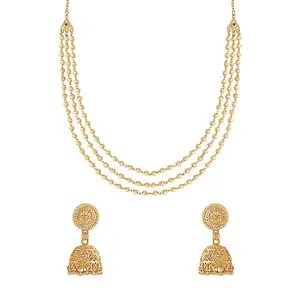 Yellow Chimes Jewellery Set for Women and Girls Gold Necklace Set for Women | Gold Toned Beads Designed Necklace Set | Birthday Gift for girls and women Anniversary Gift for Wife