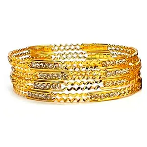 DMJ Premium Gold-Plated Handcrafted Trendy Bangles Jewellery for Women & Girl's (Set Of 4) (DBS404) (2.6)