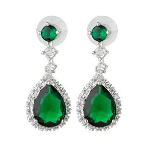 Jewellity AD with Green Stone hangings/danglers/Designer Earrings Gift For Girls/Women ERA-726
