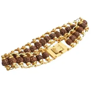 Dine Gems 22k Gold Panchmukhi Rudraksha Bracelet Original Lab Certified 5 Mukhi Rudraksha Bracelet Gold Bracelet