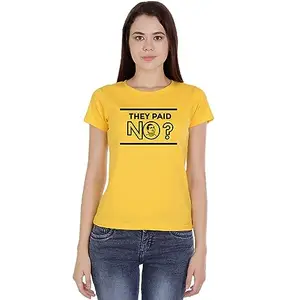 Crazy Punch They Paid No Brahmanandam Women Half Sleeve Yellow Telugu Comedy T-Shirt (Yellow, Large)