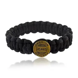 Superstore18 Handmade Black Thread Bracelet with Coin Charm, Free Size Men women all age (SST8517BLMC)