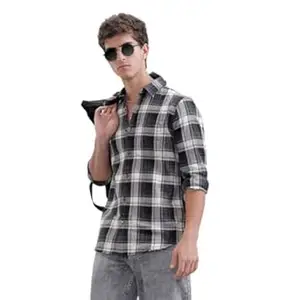 WROGN Men's 100% Cotton Shirt | Mocklino Checkered Pattern | Slim Fit